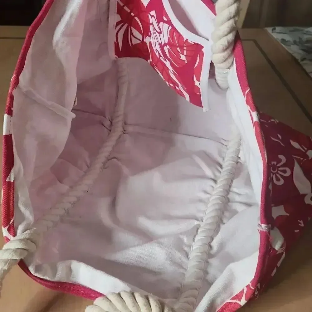 Tropical pink and white beach bag